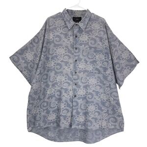 Abercrombie Fitch Mens Blue Paisley Floral Short Sleeve Button Up Shirt Size L